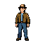 pixel art sprite sheet of a civilian character for a choplifter-style  side-scrolling 2d game (snes/genesis era).  technical specs: - style: classic 90s pixel art, 16-bit console aesthetic - character size: 16px wide × 32px tall - background: transparent png - limited palette: max 8 colors - 1px dar