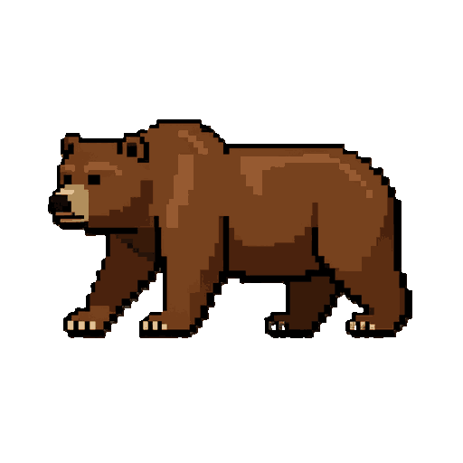 create a sprite of a large brown bear in the kingdom style.