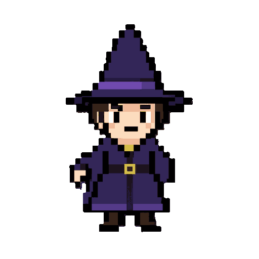 use a imagem de referência anexada como referência principal e fiel para criar uma sprite sheet profissional de pixel art do personagem zacary.  importante: não invente nenhum elemento novo no design. mantenha exatamente a identidade visual do personagem da referência: pequeno mago antropomórfico, a