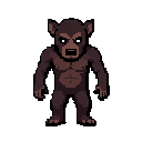 gere um lobisomem no estilo pixel art mais voltado pro terror e sombrio top down