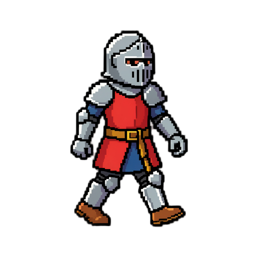 pixel art of a knight sprite with walking animations 