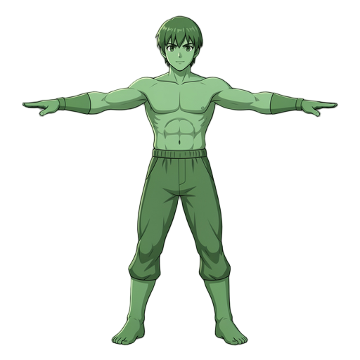 gostaria de criar um modelo 3d para jogos, de um personagem humano, com caracteristicas de lutador, num modelo mais anime