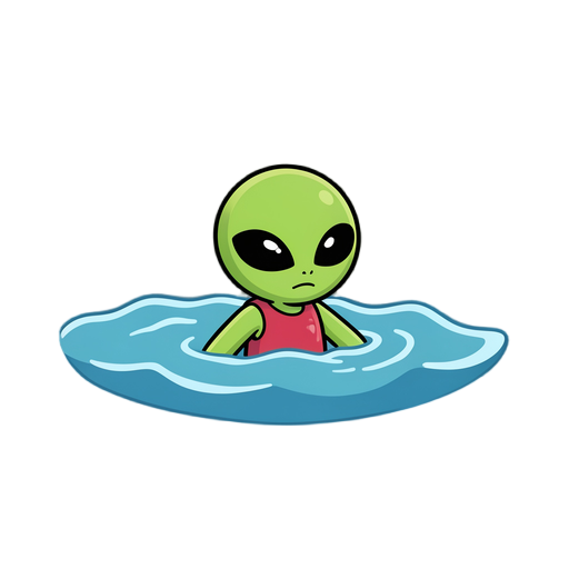 of an cute alien from outerspace who's stuck in an ocean on earth