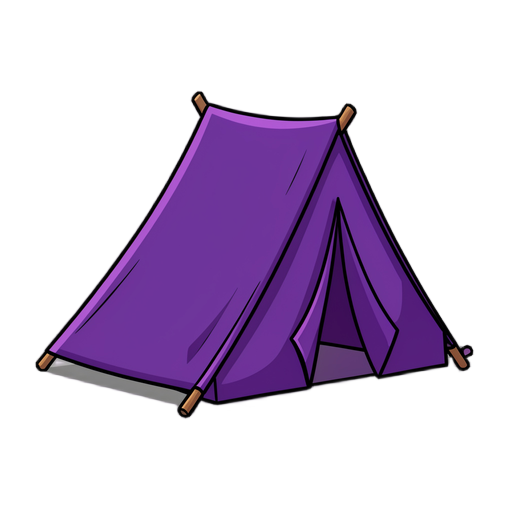 com fundo neutro, gere o modelo de uma tenda bruxa, roxo mágico predomina , simples em suas formar no estilo cozy game, que passe a ideia aconchego e vai se encaixar em um jogo a tenda deve estar fechada, sem visão de seu interior nada de detalhes em hyper realismo. é Um extrutura de um jogo