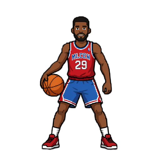 of a a basketball player, with the same style as retro bowl, liek the same pixel style