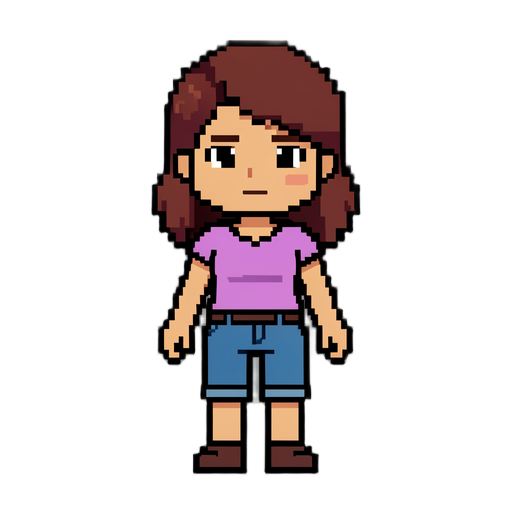 personagem em pixel art com opções de sexo masculino ou feminino, aparência, cor da pele, cor do cabelo, estilo do cabelo e roupa inicial