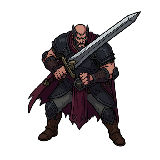 of a warrior class berserk with a two hand sword 2D for a game Top down world My game is dark fantasy/fantasy, i want something more dark