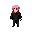 create yuji itadori from jujutsu kaisen in classic tibia/grand line adventures pixel art style, with pink spiky hair, black uniform, red hood, top-down mmorpg perspective, crisp pixels, and transparent background.