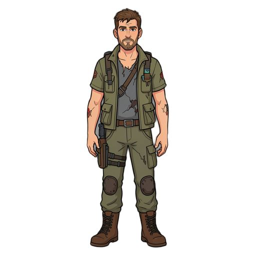 apocalipse survivor, man 30 years old, 