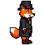 a fox furry character (animal humanoid) with a tophat and bowtie but no tail