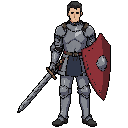 medieval warrior knight hold a sword and shield