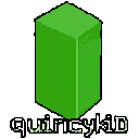 game character cursor with the name "quincykid" written in pixel game font