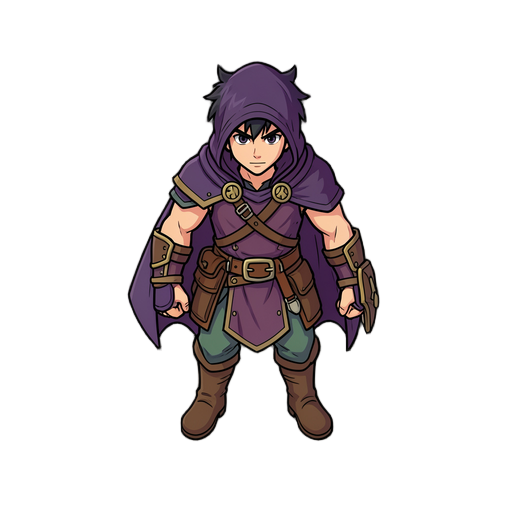 personagem mago top down, nas quatro direções, poucos detalhes, para público casual de 14 anos, com uma característica visual igual à do caçador e do ataque físico, que faça parte do jogo