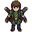 mago, top down em todas as 4 direções, com uma característica em comum aos três que faça parte do meu jogo, sem erros, poucos detalhes, voltado para o público de 14 anos, casual pixelart 32x32 estilizado