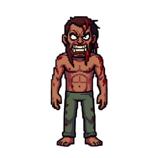 canibal, ser humano assustador em pixel agressivo