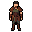 2D warrior in an isometric, top-down RPG style, featuring pixel