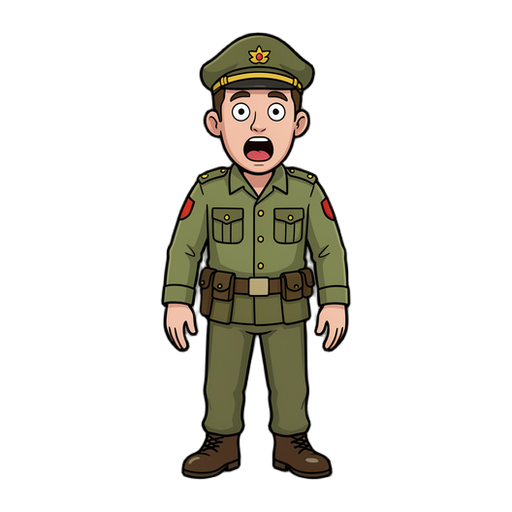 Genereta a of a general giving orders and with the mouth open