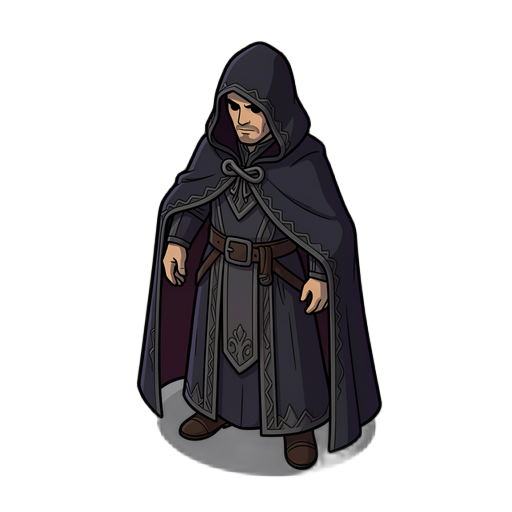 figura emcapuzada sombria com manto e estilo medieval