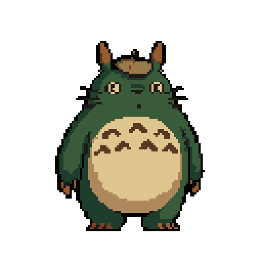 Totoro character but change his fur colors significantly from the reference