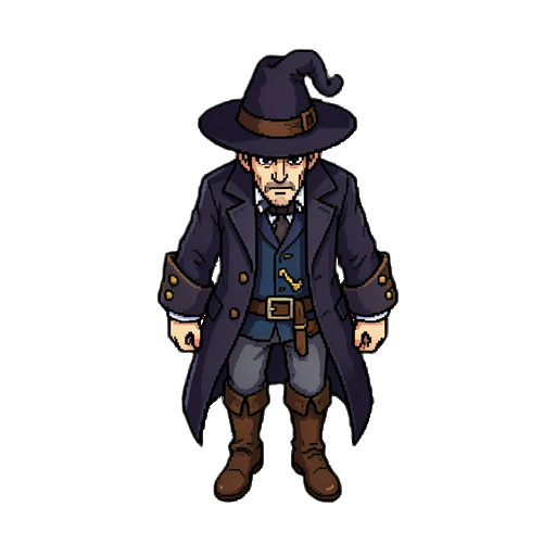 ocultist vicotian character pixel top down