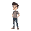 pixel side view adult normal guy full body