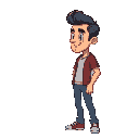 pixel side view adult normal guy full body, colored