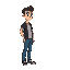 pixel side view adult normal guy full body, colored