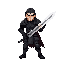 male warrior in black armor wielding a greatsword