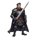 male warrior in black armor wielding a greatsword