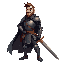 male warrior in black armor wielding a greatsword