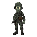 simple german zombie soldier and make the zombie like a dead ahead zombie