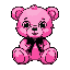 cute pink teddy bear with black ribbon, big eyes, habbo style