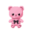 cute pink teddy bear with black ribbon