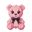 cute pink teddy bear with black ribbon, big eyes, habbo style