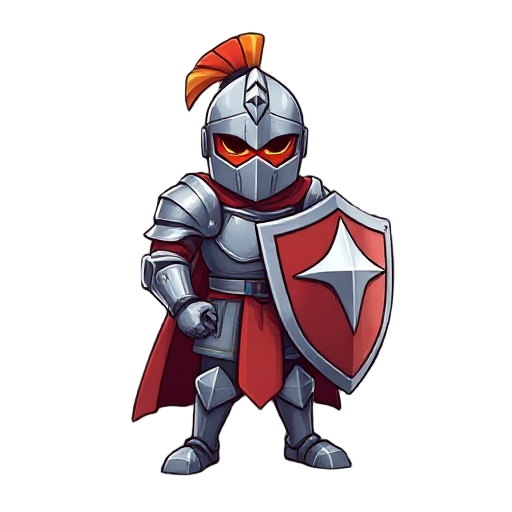a knight with iron armour and shield