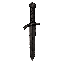 dark fantasy roguelite, single object centered, one-handed iron sword with straight dark steel blade and worn leather grip, asymmetrical practical silhouette, common feudal survival weapon, chipped edges and subtle pale edge highlight, tactile aged metal 