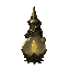 dark fantasy roguelite, single object centered, tiny ritual vial containing single suspended pale gold droplet glowing softly in darkness, asymmetrical sacred silhouette, luck buff consumable, subtle impossible balance inside the liquid, tactile organic g