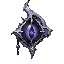 dark fantasy roguelite, single object centered, epic ritual observer eye suspended inside an engraved pale silver frame, asymmetrical silhouette with faint indigo glow and spiral motifs surrounding the iris, unsettling metaphysical relic aesthetic, layere