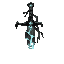dark fantasy roguelite, single object centered, spectral broken sword partially fading into pale mist, engraved steel blade with ghostly blue glow leaking from cracks, asymmetrical cursed silhouette, haunted relic aesthetic, floating cloth fragments wrapp