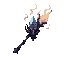 necromancer's staff - necromancer staff emitting necrotic wisps, bone motifs, dark crystal core, grim undead aura, dark fantasy item icon, centered silhouette.