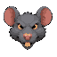 giant grey rat head, big round ears, pink nose, long whiskers, yellow front teeth, not a skull, not a skeleton, not a generic demon
