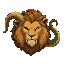 lion head with goat horn on side, snake tail behind, mixed beast, not a skull, not a skeleton, not a generic demon