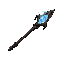 arcane scepter - a long arcane scepter crackling with unstable magic, ancient wood and crystal core, dark fantasy soulslike icon, high contrast, mystical glow, centered.