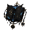 dark fantasy roguelite, single object centered, legendary threshold codex floating slightly open, impossible black pages inscribed with pale gold verdict glyphs and cold blue fracture light leaking from within, asymmetrical sacred silhouette, chained cele