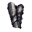 dark fantasy roguelite, single object centered, rare layered arm bracers forged from pale steel and deep gray leather, asymmetrical semi-isometric front view silhouette, subtle indigo engravings referencing middle stratum architecture, worn but refined as