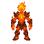fire elemental humanoid, flame hair, molten orange core, not a skull, not a skeleton, not a generic demon