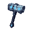 massive divine war hammer, short handle wrapped in leather, stone head with glowing runes and small lightning sparks, heavy and mythic look, soulslike roguelike item icon, centered, high contrast, clear silhouette, transparent background, sharp pixels, no