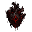 dark fantasy roguelite, single object centered, grotesque demonic heart with cracked obsidian flesh and glowing coagulated red veins, asymmetrical pulsating silhouette, infernal organic trophy, subtle smoke leaking from fractures, tactile wet texture, rar