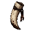 dark fantasy roguelite, single object centered, thick orc tusk with cracked ivory texture, brutal worn edges and traces of dark dried blood, asymmetrical heavy silhouette, uncommon tribal-organic trophy, tactile aged material, savage feudal aesthetic, sub