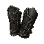 dark fantasy roguelite, single object centered, uncommon defensive wrist bracers forged from layered cold iron and cracked leather, asymmetrical silhouette with subtle engraved protection sigils, reinforced metal edges and worn straps, sturdy feudal-dark-